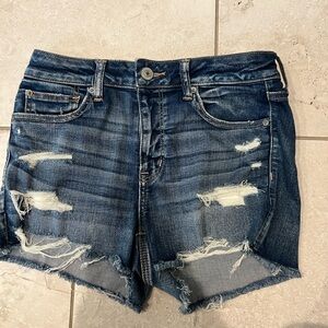 American Eagle Outfitters Blue Distressed Jean Shorts